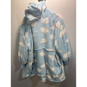 Weekend Edition Sherpa Lined Full Zip Hoodie Colorblock Blue White Grey S/M